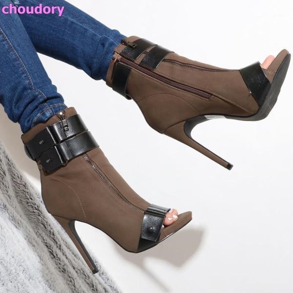 boots unique designer coffee black patchwork short zipper belt strap ankle peep toe color matched dress shoes high heels1
boots unique designer coffee black patchwork short zipper belt strap ankle peep toe color matched dress shoes high heels1