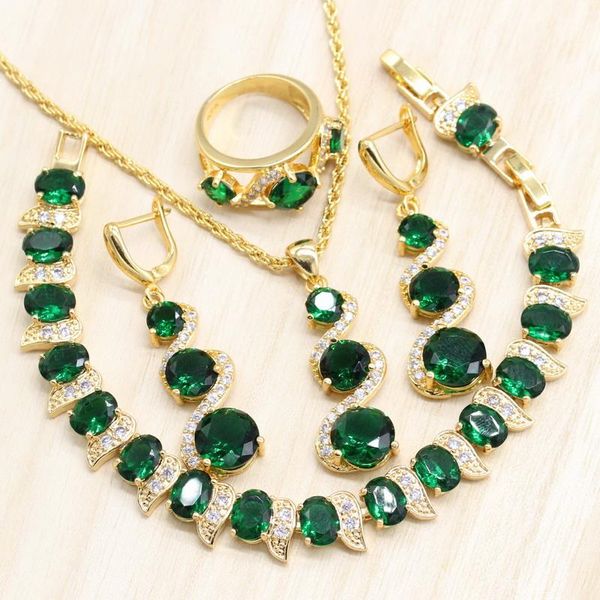 gold color women 4pcs wedding jewelry sets green cubic zirconia earrings bracelet pendant necklace ring party gift, Silver
gold color women 4pcs wedding jewelry sets green cubic zirconia earrings bracelet pendant necklace ring party gift, Silver