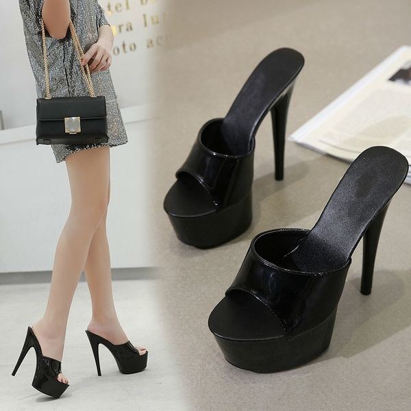 dwayne new patent leather 15cm super high heel stiletto waterproof platform high-heeled sandals female summer slippers y200624, Black
dwayne new patent leather 15cm super high heel stiletto waterproof platform high-heeled sandals female summer slippers y200624, Black
