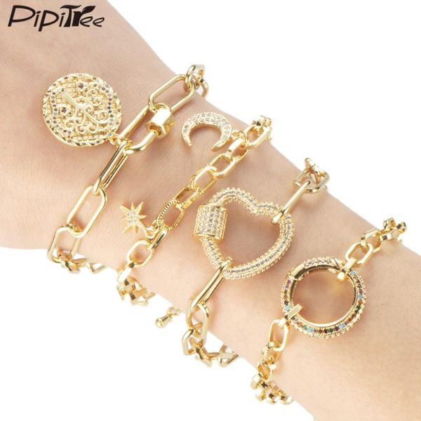 pipitree fashion cubic zirconia heart life tree moon star charm bracelet copper thick chain bracelet women jewelry pulsera femme, Golden;silver
pipitree fashion cubic zirconia heart life tree moon star charm bracelet copper thick chain bracelet women jewelry pulsera femme, Golden;silver