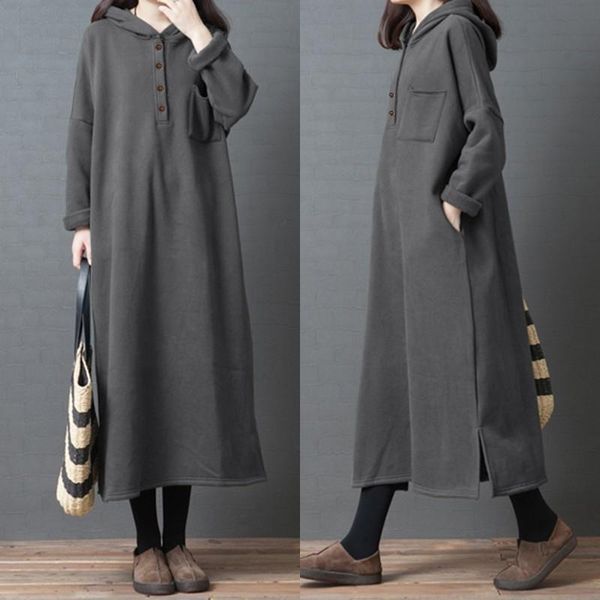 casual dresses kaftan hoodies dress zanzea 2021 women's spring sundress tunic sweatshirts female button hooded maxi vestidos oversized, Black;gray
casual dresses kaftan hoodies dress zanzea 2021 women's spring sundress tunic sweatshirts female button hooded maxi vestidos oversized, Black;gray