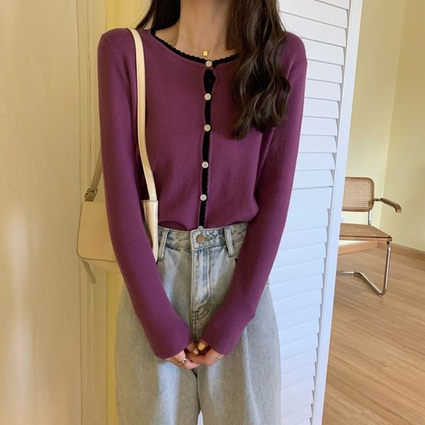 privd new style small and knitwear fragrant style cardigan t-shirt with round neck long sleeve bottom-up shirt for coat small women's k, White;black
privd new style small and knitwear fragrant style cardigan t-shirt with round neck long sleeve bottom-up shirt for coat small women's k, White;black