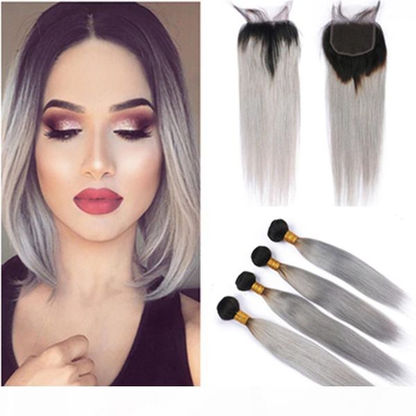 #1b grey ombre human hair 4bundles and closure silver grey ombre brazilian straight weaves human hair extensions with lace closure 4x4, Black
#1b grey ombre human hair 4bundles and closure silver grey ombre brazilian straight weaves human hair extensions with lace closure 4x4, Black