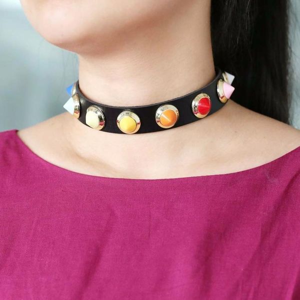 kmvexo chic handmade leather candy color rivets spikes choker necklace women gothic chocker statement necklace 2020 punk qyllkk, White
kmvexo chic handmade leather candy color rivets spikes choker necklace women gothic chocker statement necklace 2020 punk qyllkk, White