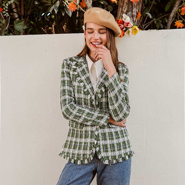 simplee elegant women green plaid jacket coat long sleeve casual autumn winter outwear female coat streetwear ladies coat 201016, Black;brown
simplee elegant women green plaid jacket coat long sleeve casual autumn winter outwear female coat streetwear ladies coat 201016, Black;brown