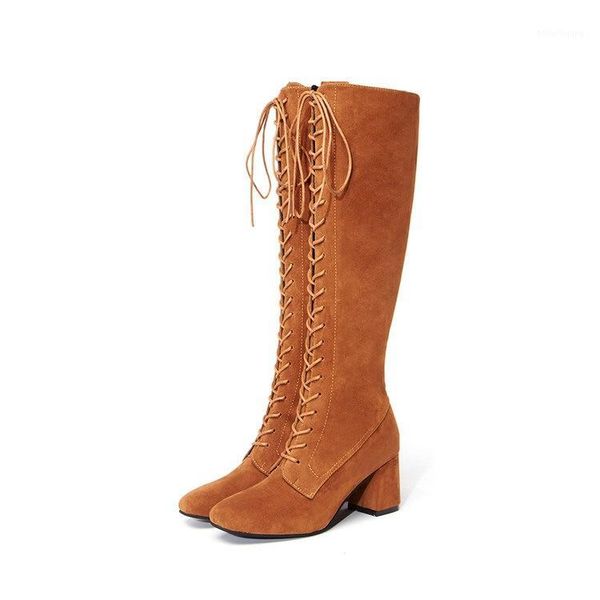 high-heeled women's boots thick with front ties and knee boots fashion square head wild woman shoes1, Black
high-heeled women's boots thick with front ties and knee boots fashion square head wild woman shoes1, Black