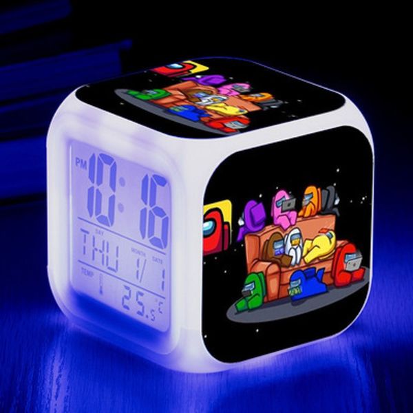 20pcs 7 Styles Among Us Game Figure Luminous Led Alarm Clock Colorful Flash Desk Light Flash Model Figure Action Toys By Air11