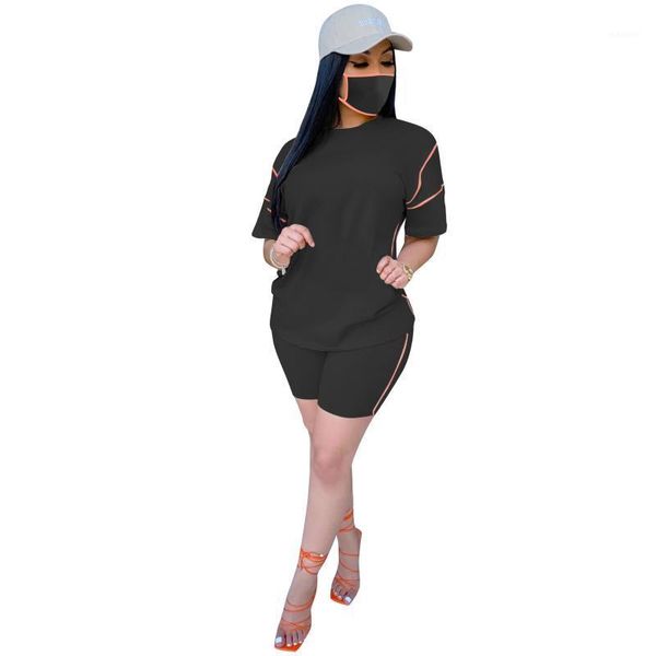 2020 patchwork two 3 piece set with mask women solid club two piece set 2020 new summer o-neck short sleeves short pants1, Gray
2020 patchwork two 3 piece set with mask women solid club two piece set 2020 new summer o-neck short sleeves short pants1, Gray