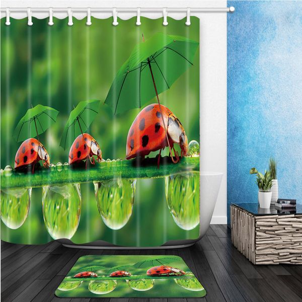 2pcs/lot green plant printing shower curtain mat set cute ladybug bathroom waterproof polyester with bath non-slip
2pcs/lot green plant printing shower curtain mat set cute ladybug bathroom waterproof polyester with bath non-slip