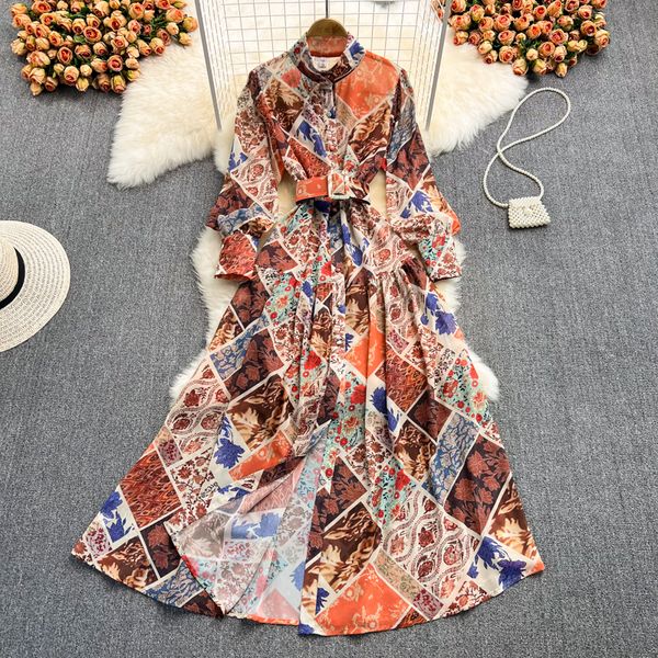 spring autumn new women casual dresses long sleeve fashion printed waistband stand collar chiffon dress large swing dresses 2022, Black;gray
spring autumn new women casual dresses long sleeve fashion printed waistband stand collar chiffon dress large swing dresses 2022, Black;gray