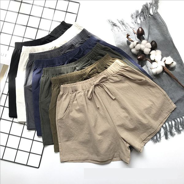 women summer flax shorts cotton linen trousers high waist lady's loose and comfortable breeches girls' casual garments, White;black
women summer flax shorts cotton linen trousers high waist lady's loose and comfortable breeches girls' casual garments, White;black