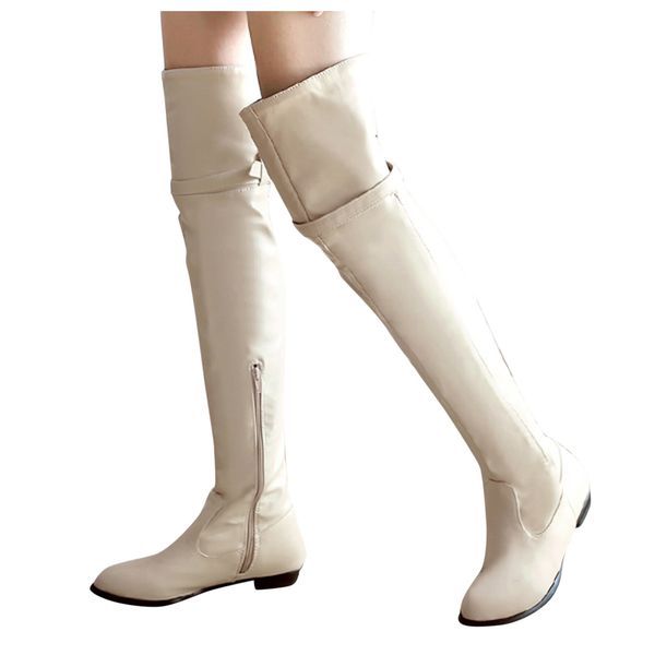 over the knee boots women's long boots knight round head high belt buckle flat warm winter shoes botas mujer a40, Black
over the knee boots women's long boots knight round head high belt buckle flat warm winter shoes botas mujer a40, Black