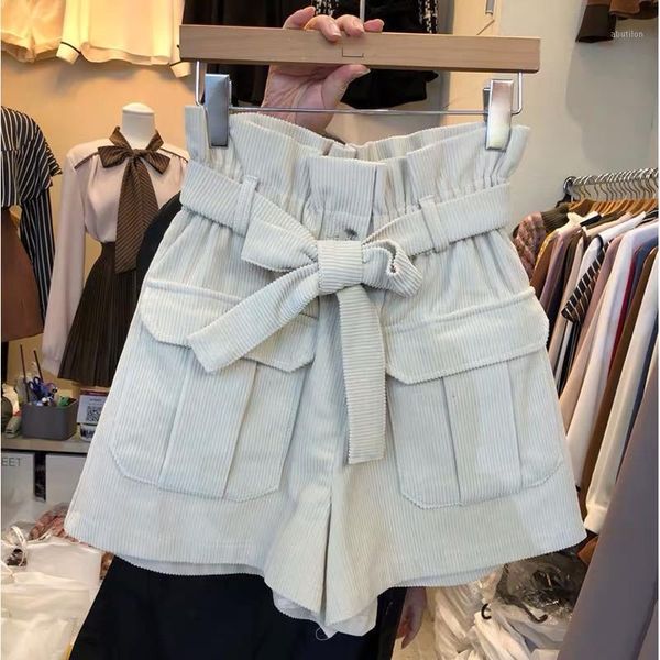 women's shorts kymakutu 2021 corduroy sashes high waist women clothes korea fashion ladies spring autumn wild female1, White;black
women's shorts kymakutu 2021 corduroy sashes high waist women clothes korea fashion ladies spring autumn wild female1, White;black