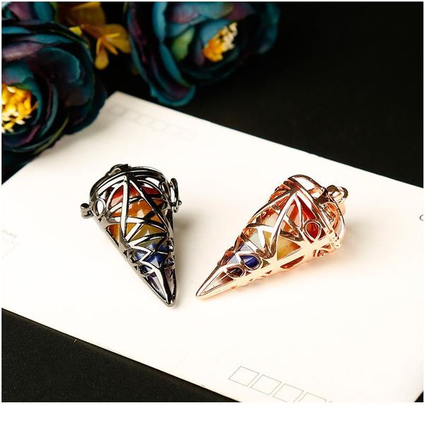 1pc delicate colourful natural stones and crystal minerals pendulum metal cone pyramid pendulum home decoration aura jllefr, Black
1pc delicate colourful natural stones and crystal minerals pendulum metal cone pyramid pendulum home decoration aura jllefr, Black