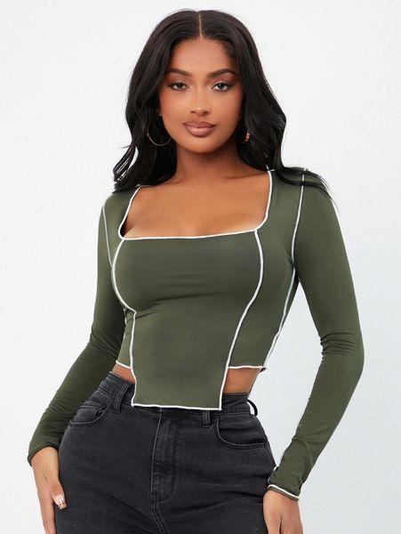 sxy stitch trim asymmetrical hem crop tee x8ax#, White
sxy stitch trim asymmetrical hem crop tee x8ax#, White