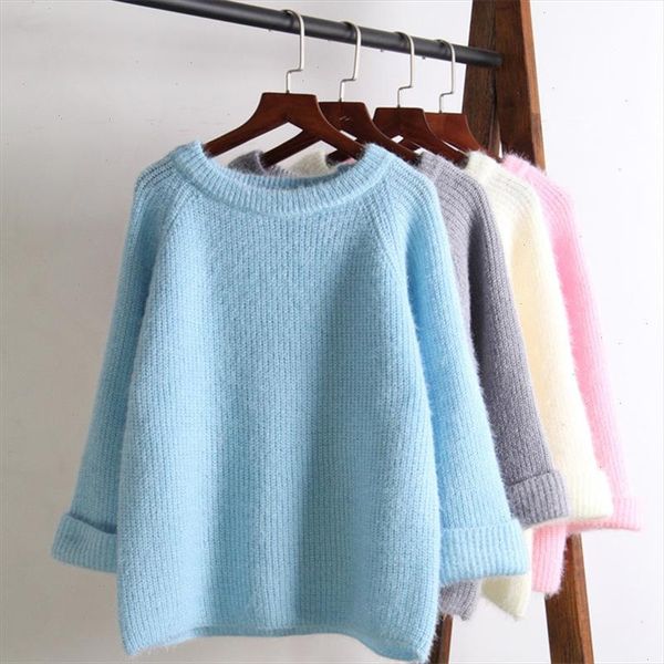 2021 pink sweater women winter new solid color stretch loose short pullover sweaters sweet style clothing female korean top, White;black
2021 pink sweater women winter new solid color stretch loose short pullover sweaters sweet style clothing female korean top, White;black
