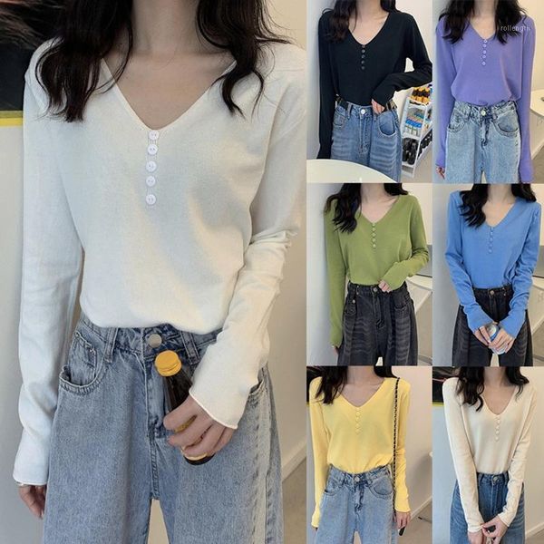 lady knitted buttons v-neck sweaters pullovers girls full sleeve simple casual sweater knitwear 1, White;black
lady knitted buttons v-neck sweaters pullovers girls full sleeve simple casual sweater knitwear 1, White;black