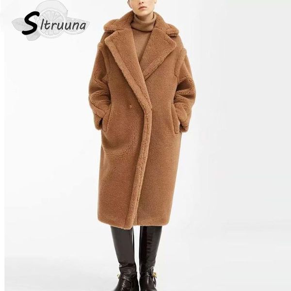sitruuna women winter faux fur warm long coat vintage long sleeve female thick teddy bear coat casual loose oversize outwears1, Black
sitruuna women winter faux fur warm long coat vintage long sleeve female thick teddy bear coat casual loose oversize outwears1, Black