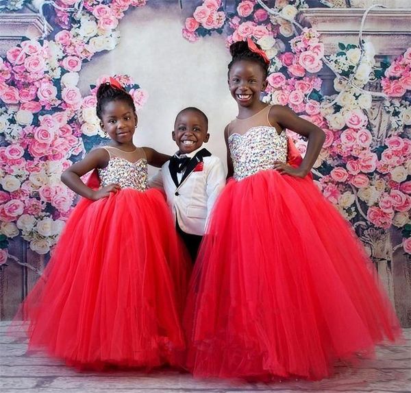 luxury crystals african girls flower girls dresses 2020 ball gown red tulle knot bow christmas pageant gown birthday dresses, Red;yellow
luxury crystals african girls flower girls dresses 2020 ball gown red tulle knot bow christmas pageant gown birthday dresses, Red;yellow