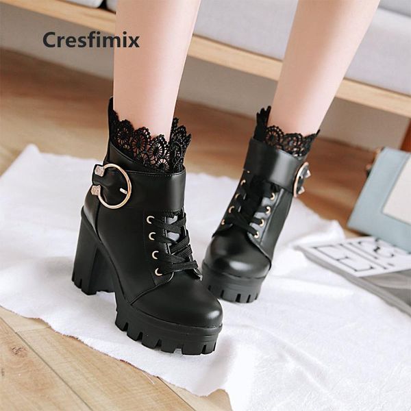 boots cresfimix botas femininas women casual comfortable black pu leather high heel lady cool fashion white platform a3076
boots cresfimix botas femininas women casual comfortable black pu leather high heel lady cool fashion white platform a3076