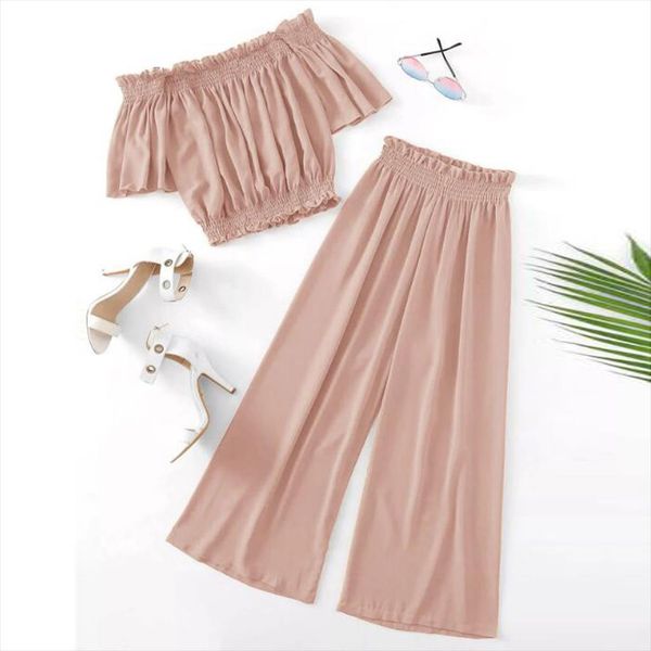 jaycosin 2019 new summer women suit plus size solid ruched slash neck petal sleeve crop wide leg pant bohemian sets 9042421, Gray
jaycosin 2019 new summer women suit plus size solid ruched slash neck petal sleeve crop wide leg pant bohemian sets 9042421, Gray