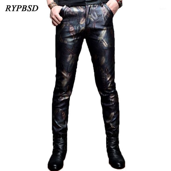 2019 new pu faux leather pants men fashion nightclub club skinny motorcycle feathers printed pu men leather pants1, Black
2019 new pu faux leather pants men fashion nightclub club skinny motorcycle feathers printed pu men leather pants1, Black