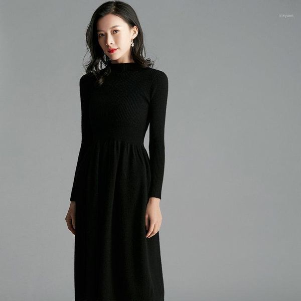 women 2020 spring autumn basic solid color a-line dress female o-neck long sleeve knit sweater dresses casual slim vestidos g7081, Black;gray
women 2020 spring autumn basic solid color a-line dress female o-neck long sleeve knit sweater dresses casual slim vestidos g7081, Black;gray