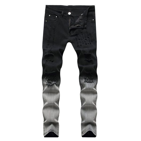 men's jeans men gradient color ripped casual slim high-elastic fit skinny homme brand motor biker hip hop pencil pants, Blue
men's jeans men gradient color ripped casual slim high-elastic fit skinny homme brand motor biker hip hop pencil pants, Blue