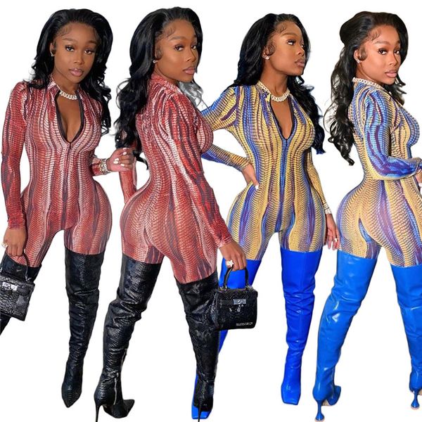 women jumpsuit rompers fashion snake pattern long sleeve zip neck skinny rompers women designers clothes, Black;white
women jumpsuit rompers fashion snake pattern long sleeve zip neck skinny rompers women designers clothes, Black;white