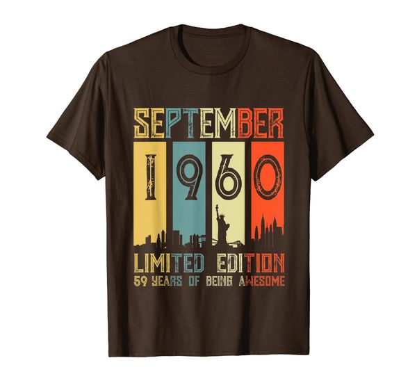 retro september 1960 59 years old 59th birthday gift t-shirt, White;black