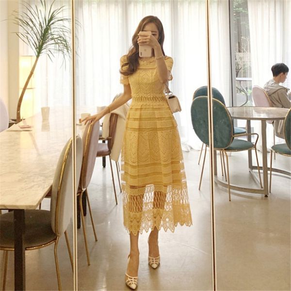 2021 New Elegant Dressed in Women's Lace Sexy Celebrity Formal Party Short Sleeves Waist High Tea Line Length Yellow Dress XQEU, Black;gray
2021 New Elegant Dressed in Women's Lace Sexy Celebrity Formal Party Short Sleeves Waist High Tea Line Length Yellow Dress XQEU, Black;gray