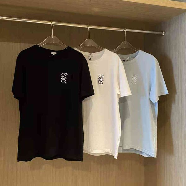 2022 factory wholesale new round neck chest embroidered cotton short sleeve t-shirt for men and women, White
2022 factory wholesale new round neck chest embroidered cotton short sleeve t-shirt for men and women, White