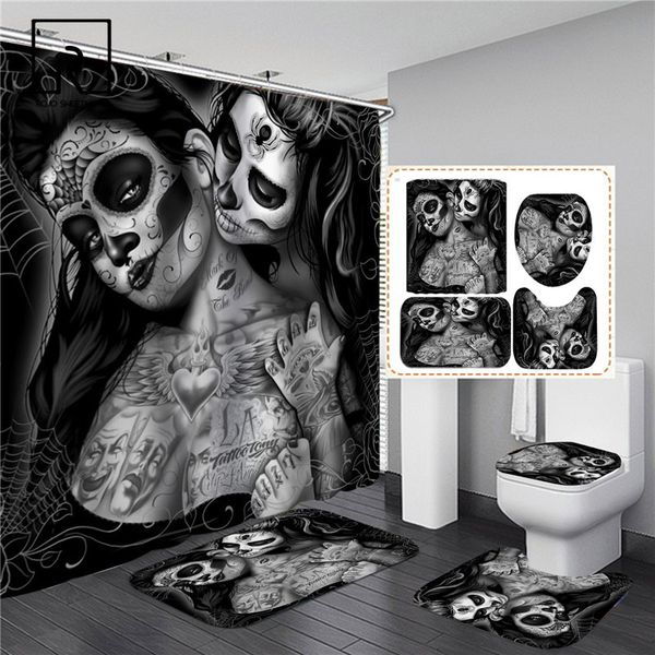 women with tattoo halloween black shower curtian set anti-slip bath mat toilet lid bathing screen waterproof festival decor
women with tattoo halloween black shower curtian set anti-slip bath mat toilet lid bathing screen waterproof festival decor