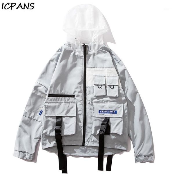 icpans hooded windbreaker jackets hip hop zip up track jacket coats buckle ribbons multi pockets streetwear hipster outwear1, Black;brown
icpans hooded windbreaker jackets hip hop zip up track jacket coats buckle ribbons multi pockets streetwear hipster outwear1, Black;brown