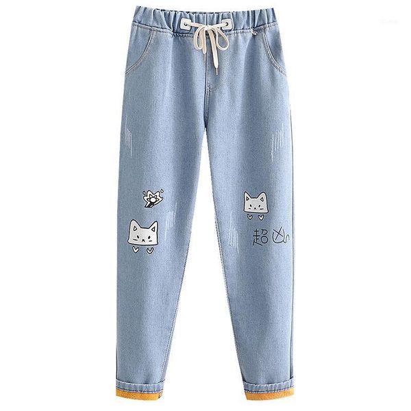 women's jeans fleece cartoon print warm for women 2021 winter plus velvet casual straight denim pants elastic waist pocket trousers1, Blue
women's jeans fleece cartoon print warm for women 2021 winter plus velvet casual straight denim pants elastic waist pocket trousers1, Blue