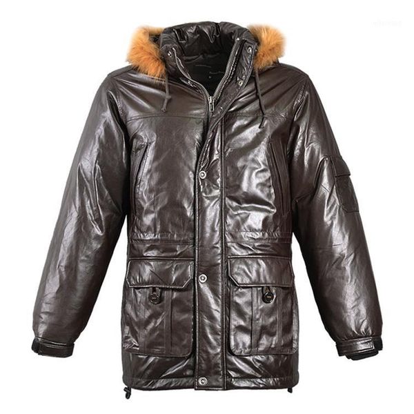 men's leather & faux 2021 hooded genuine coat men russia winter down jacket hat removable natural sheepskin long male1, Black
men's leather & faux 2021 hooded genuine coat men russia winter down jacket hat removable natural sheepskin long male1, Black