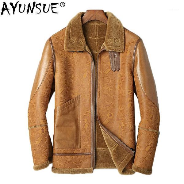 ayunsue 2018 genuine leather jacket men winter shearling sheepskin coat for men real wool fur coats blouson cuir homme kj13321, Black
ayunsue 2018 genuine leather jacket men winter shearling sheepskin coat for men real wool fur coats blouson cuir homme kj13321, Black