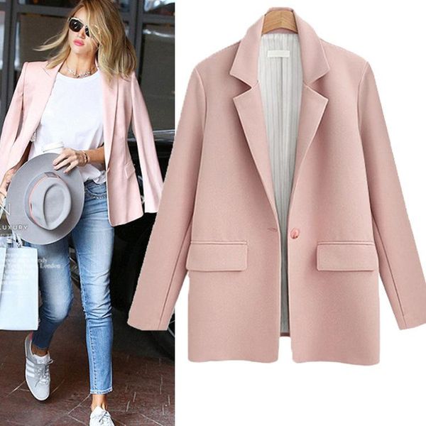 women's suits & blazers fashion slim notched solid women blazer single button full sleeve office jacket pockets suit cardigans, White;black
women's suits & blazers fashion slim notched solid women blazer single button full sleeve office jacket pockets suit cardigans, White;black