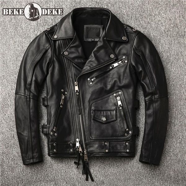 men's leather & faux punk 100% genuine biker jacket retro mens slim fit patchwork cowhide coats fashion large sizes men jackets, Black
men's leather & faux punk 100% genuine biker jacket retro mens slim fit patchwork cowhide coats fashion large sizes men jackets, Black