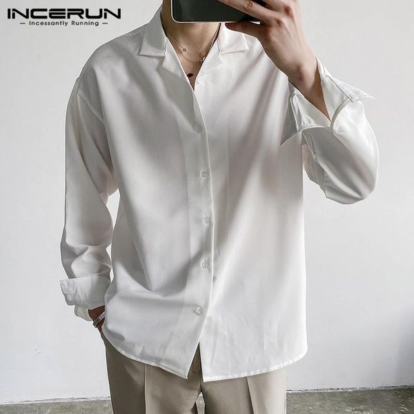 men's casual shirts fashion men shirt long sleeve turn down collar button chic camisas 2021 solid color streetwear mens brand incerun, White;black
men's casual shirts fashion men shirt long sleeve turn down collar button chic camisas 2021 solid color streetwear mens brand incerun, White;black