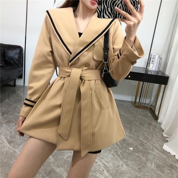 women's wool & blends fashion mid-length waist woolen coat winter navy collar double-breasted padded quilted cloth, Black
women's wool & blends fashion mid-length waist woolen coat winter navy collar double-breasted padded quilted cloth, Black