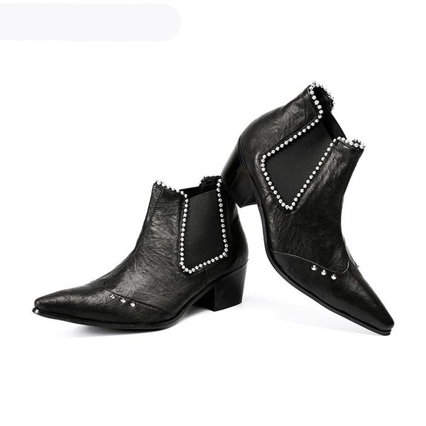 fashion men boots ankle black leather boots with crystals men's party dress shoes botas hombre 6.5cm heels, us12 eu46
fashion men boots ankle black leather boots with crystals men's party dress shoes botas hombre 6.5cm heels, us12 eu46
