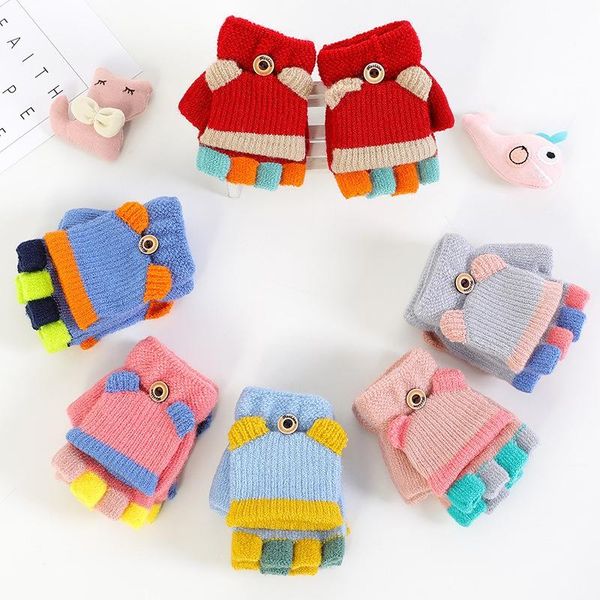 five fingers gloves winter children warm cute cartoon knitted flip half finger, Blue;gray
five fingers gloves winter children warm cute cartoon knitted flip half finger, Blue;gray