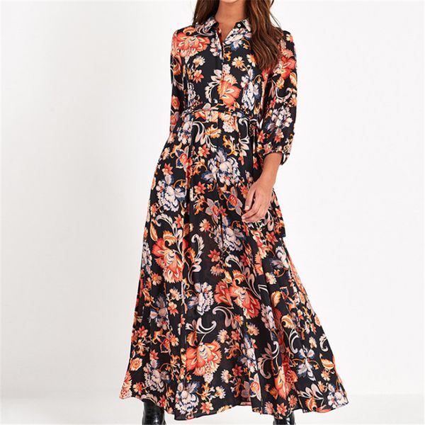 2021 new style three-quarters casual lapel retro floral shirt super long women's dress polka dots rvsa, Black;gray
2021 new style three-quarters casual lapel retro floral shirt super long women's dress polka dots rvsa, Black;gray