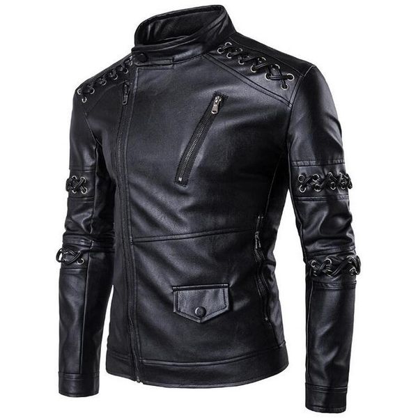 men cuff zipper leather jacket men's motorcycle leather jacket personalized braided rope collar men's retro coat m-5xl, Black
men cuff zipper leather jacket men's motorcycle leather jacket personalized braided rope collar men's retro coat m-5xl, Black