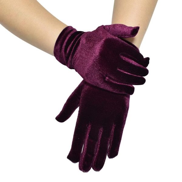 women short velvet full finger gloves solid color gown opera wrist length mitten 875b, Blue;gray
women short velvet full finger gloves solid color gown opera wrist length mitten 875b, Blue;gray