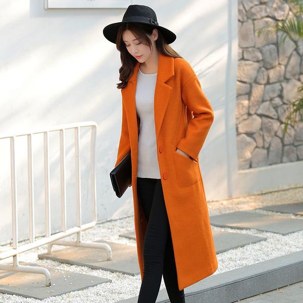 women's wool & blends slim korean women long winter blend coat warm single breasted and jacket turn-down collar outerwear, Black
women's wool & blends slim korean women long winter blend coat warm single breasted and jacket turn-down collar outerwear, Black