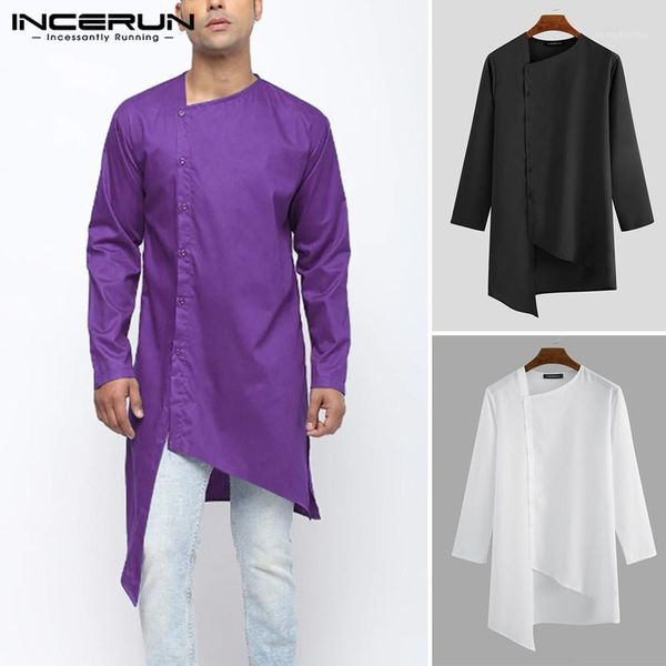 men's casual shirts incerun men irregular shirt long sleeve solid color button clothes vintage muslim s-3xl1, White;black
men's casual shirts incerun men irregular shirt long sleeve solid color button clothes vintage muslim s-3xl1, White;black