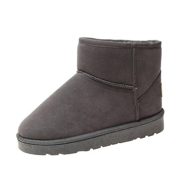 020 winter new warm and velvet suede snow boots women's short tube flat student boots, Black