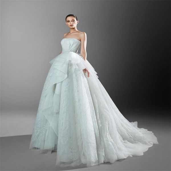 zuhair murad 2021 a-line wedding dresses strapless tiered lace appliqued bridal gown chapel custom made vestidos de novia, White
zuhair murad 2021 a-line wedding dresses strapless tiered lace appliqued bridal gown chapel custom made vestidos de novia, White